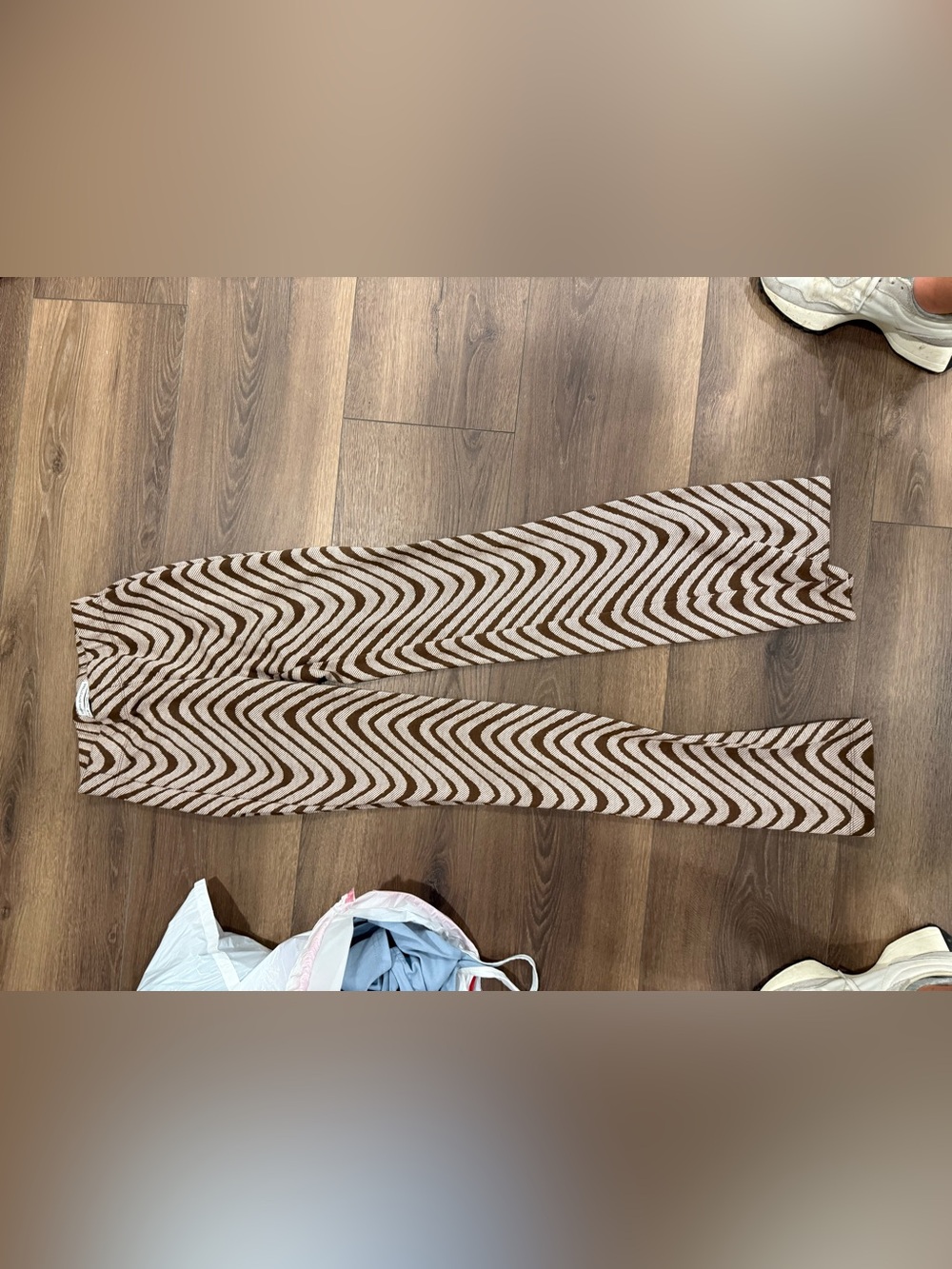 Urban Outfitters Brown and Cream Zigzag Knit Pants